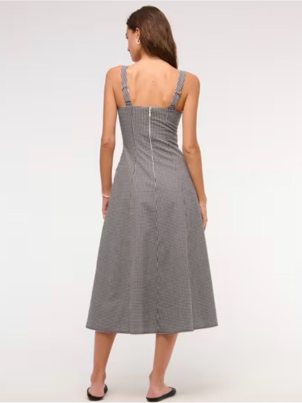 Abercrombie & Fitch Black and White Gingham Midi Dress - Picture 4 of 6